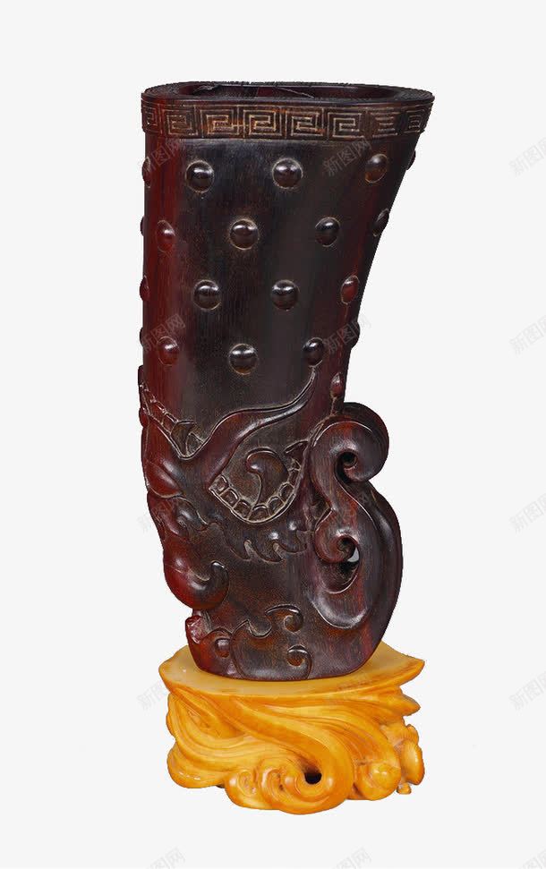 犀角仿古神兽杯png免抠素材_新图网 https://ixintu.com 产品实物 古神兽杯 犀牛角 角雕 雕刻