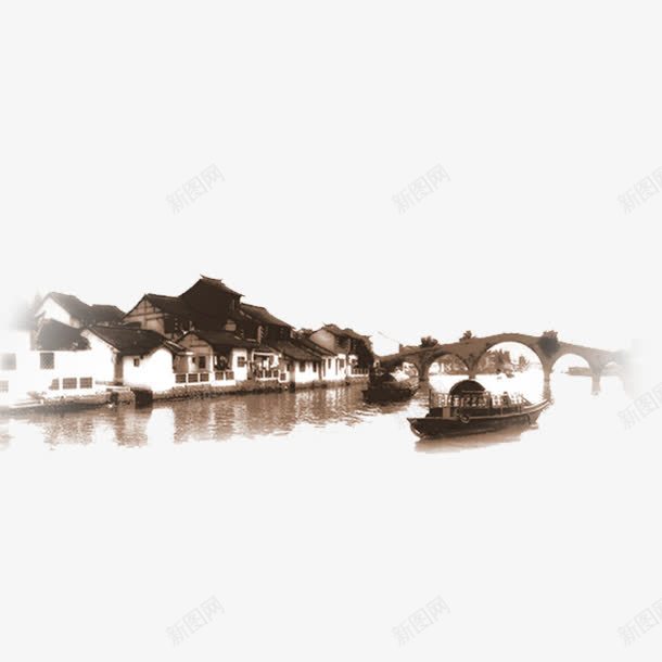 水墨江南风景画png免抠素材_新图网 https://ixintu.com 水墨 江南 风景画