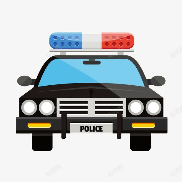 扁平化卡通交警车png免抠素材_新图网 https://ixintu.com 交警车 卡通警车 扁平化警车 警车 黑色警车