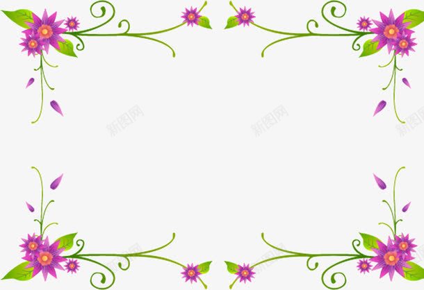紫色鲜花边框png免抠素材_新图网 https://ixintu.com 紫色 边框 鲜花