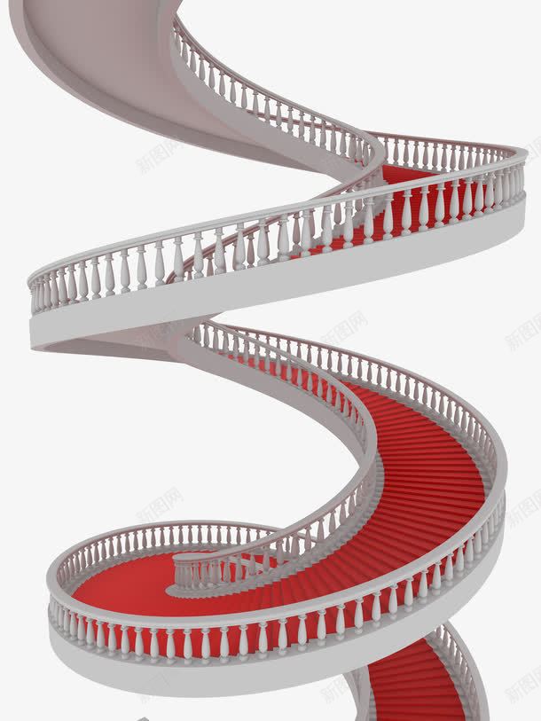 阶梯png免抠素材_新图网 https://ixintu.com 旋螺状 白色 红毯