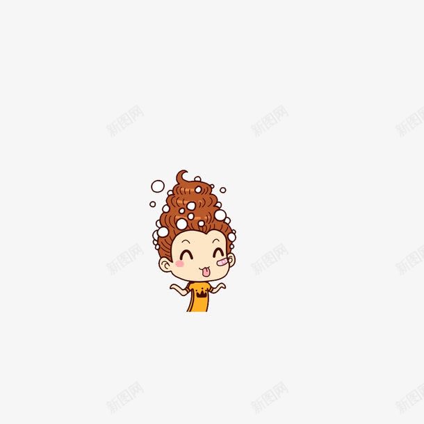 洗头png免抠素材_新图网 https://ixintu.com 卡通 可爱 洗发