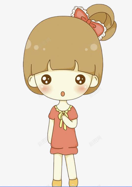 甜美女孩png免抠素材_新图网 https://ixintu.com 一个 卡通 发辫 可爱 女孩 棕色 短发齐刘海 裙子 齐刘海