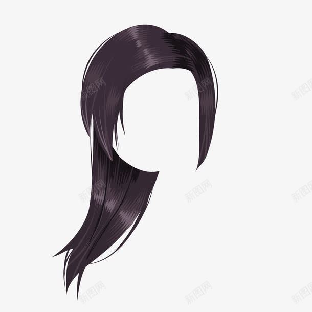 深紫色飘逸女假发png免抠素材_新图网 https://ixintu.com 女假发 深紫色 飘逸