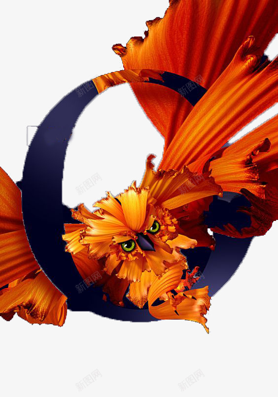 猫头鹰Opsd免抠素材_新图网 https://ixintu.com O字 创意 动物 字体 英文