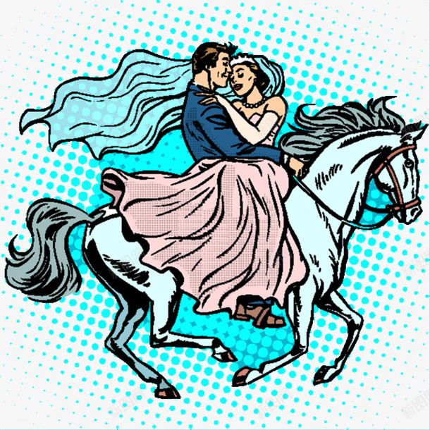 白马上的夫妻png免抠素材_新图网 https://ixintu.com 夫妻 情侣 新人