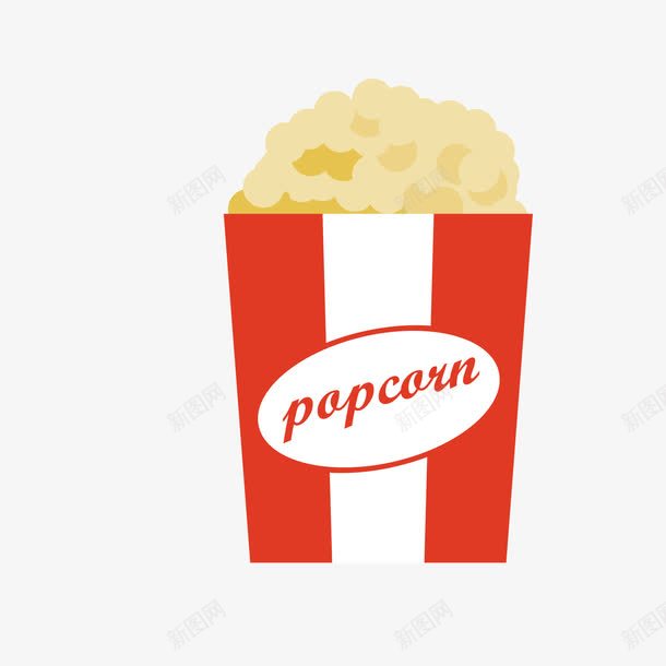 红色爆米花png免抠素材_新图网 https://ixintu.com 反光 层次 扁平化 竖纹 红色 美食 食物