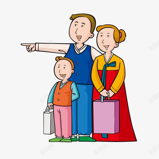 卡通人物三口之家png免抠素材_新图网 https://ixintu.com 书籍插图 儿童画 卡通人物画 漫画风