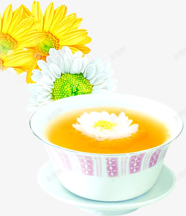 菊花茶茶杯毛笔字png免抠素材_新图网 https://ixintu.com 毛笔字 花茶 茶杯