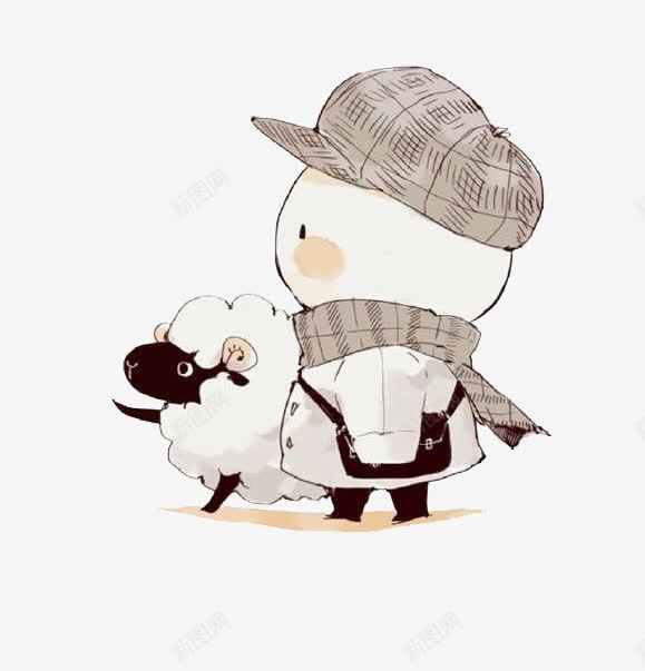 人与小羊图标png_新图网 https://ixintu.com 卡通手绘 可爱 图标 平面