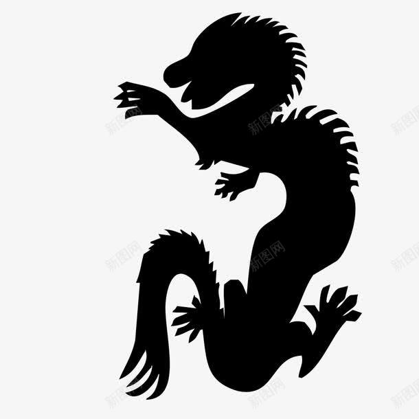 龙的剪影png免抠素材_新图网 https://ixintu.com 剪影 卡通 手绘 简图 黑色的 龙头 龙头剪纸 龙爪 龙身