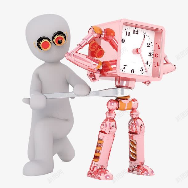 维修机器人png免抠素材_新图网 https://ixintu.com 修理 机器人图片 粉色 表