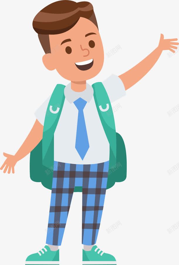 旅游人物装饰矢量图ai免抠素材_新图网 https://ixintu.com 卡通有趣 可爱人物 旅游 矢量图案 蓝色背包 设计图 矢量图