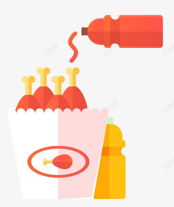 全家桶png免抠素材_新图网 https://ixintu.com 全家桶 酱汁 食物 鸡腿