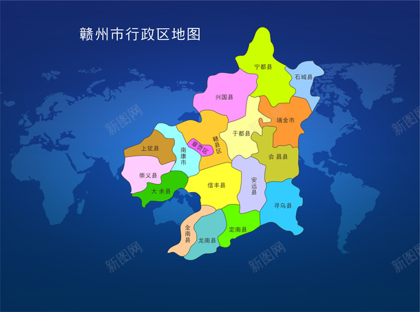 赣州区域图地图cdr免抠素材_新图网 https://ixintu.com 区域图 地图 赣州 赣州地图