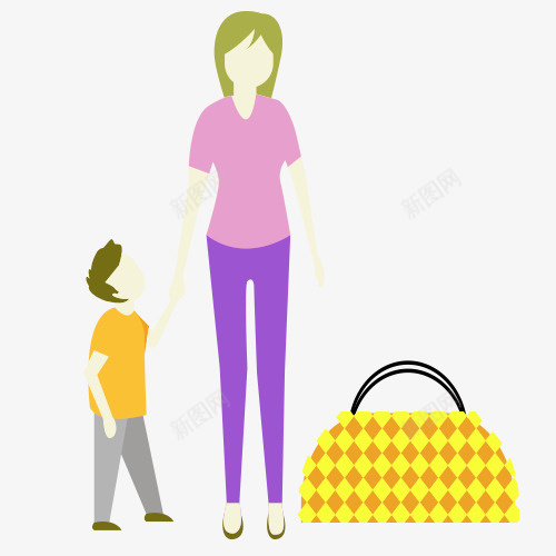 卡通女人小孩psd免抠素材_新图网 https://ixintu.com 免抠图 女人小孩卡通矢量图 热搜图 美图