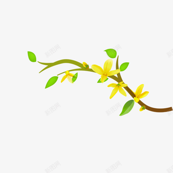 黄花树枝psd免抠素材_新图网 https://ixintu.com 树枝 黄花
