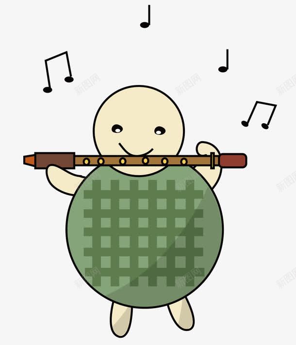 吹笛子的小乌龟png免抠素材_新图网 https://ixintu.com 乐器 卡通 卡通小动物 可爱 笛子