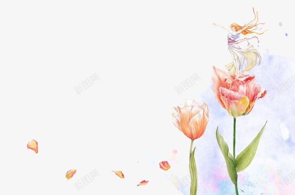 手绘唯美花朵png免抠素材_新图网 https://ixintu.com 唯美 手绘 花朵 飘落的花瓣