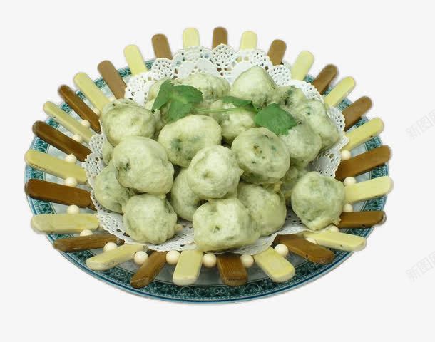 韭菜酥丸png免抠素材_新图网 https://ixintu.com 丸子 盘子 装饰 食物