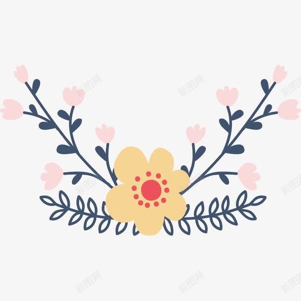 手绘文艺风黄色花朵png免抠素材_新图网 https://ixintu.com 手绘 粉花 花朵矢量 花朵矢量素材 风