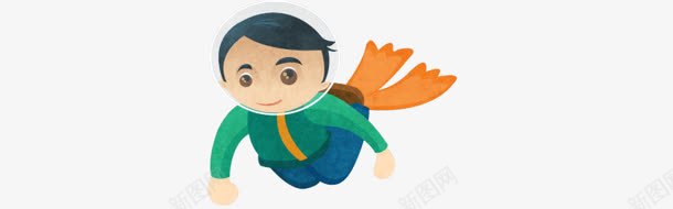 卡通潜水的人png免抠素材_新图网 https://ixintu.com 卡通 潜水