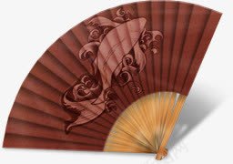 砖红古扇png免抠素材_新图网 https://ixintu.com 素材
