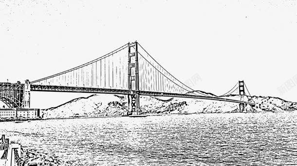 桥梁png免抠素材_新图网 https://ixintu.com 免费矢量下载 复古 手绘 插画 桥梁 河道