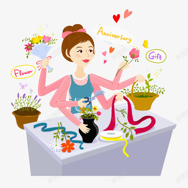 手绘卡通清新装饰花店标志图png免抠素材_新图网 https://ixintu.com 手绘花店 插花艺术 花卉标志 花店 花店标志 花店花坊