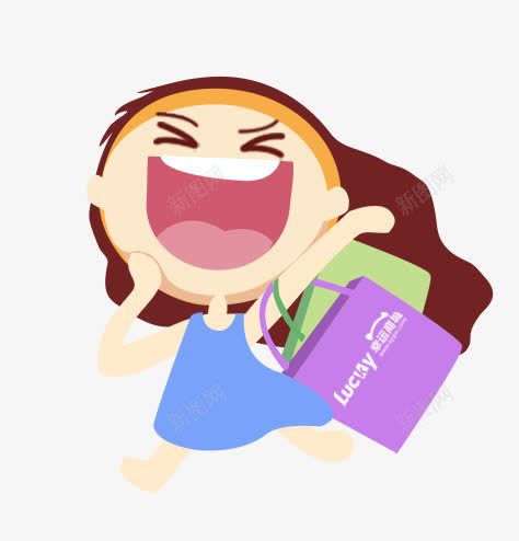 唯美卡通可爱美女购物png免抠素材_新图网 https://ixintu.com 卡通 可爱 唯美 美女 购物袋