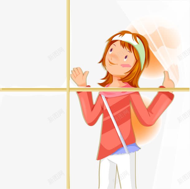 站在落地窗边的女孩png免抠素材_新图网 https://ixintu.com 女孩 插画 窗边 落地窗