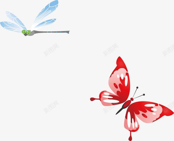 蜻蜓蝴蝶png免抠素材_新图网 https://ixintu.com 蜻蜓 蝴蝶
