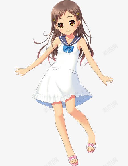 卡通白裙子小女孩png免抠素材_新图网 https://ixintu.com 卡通 小女孩 白裙子