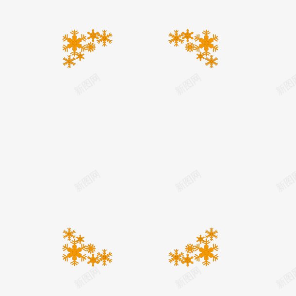 黄色四角雪花竖边框png免抠素材_新图网 https://ixintu.com 四角 竖边框 雪花 黄色