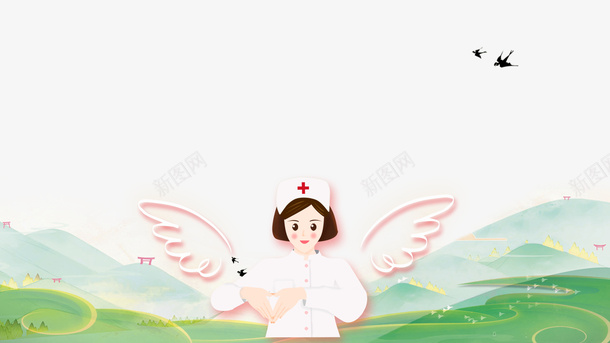 护士节护士翅膀白衣天使草地psd免抠素材_新图网 https://ixintu.com 天使与魔鬼 天使妈妈 女恶魔 性感恶魔 护士 护士节 护士节插画 漂亮护士 白衣天使 翅膀 草地