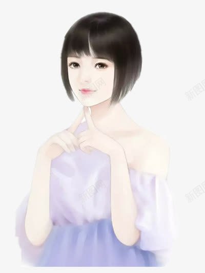 短发沉思美女png免抠素材_新图网 https://ixintu.com 沉思 短发 美女