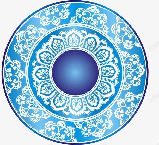 蓝色花盘图形png免抠素材_新图网 https://ixintu.com 花型 花型素材 花型菜盘 花型装饰图案 花型适量 花盘 花边底纹