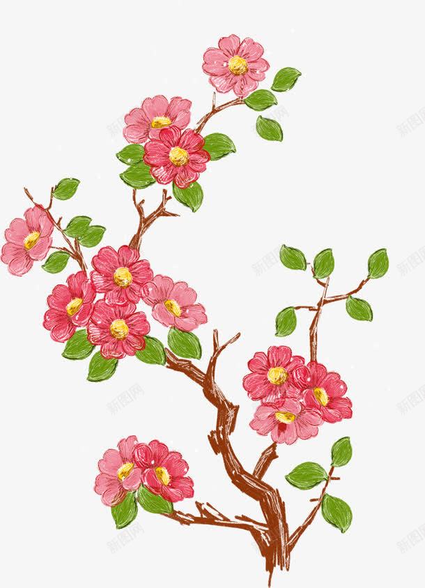 树枝装饰花psd免抠素材_新图网 https://ixintu.com 小花 树干 树枝 装饰花