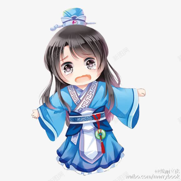 卡通蓝衣哭泣的女孩png免抠素材_新图网 https://ixintu.com 卡通 哭泣 女孩 蓝衣