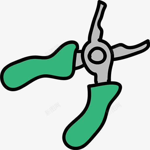 卡通钳子png免抠素材_新图网 https://ixintu.com 卡通 工具 手绘 绿色 钳子