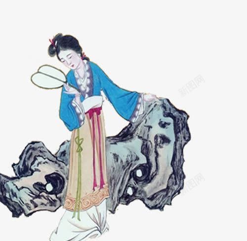 卡通女人如花png免抠素材_新图网 https://ixintu.com 假石 卡通 古典模特 女人如花 女人模特 惬意 模特