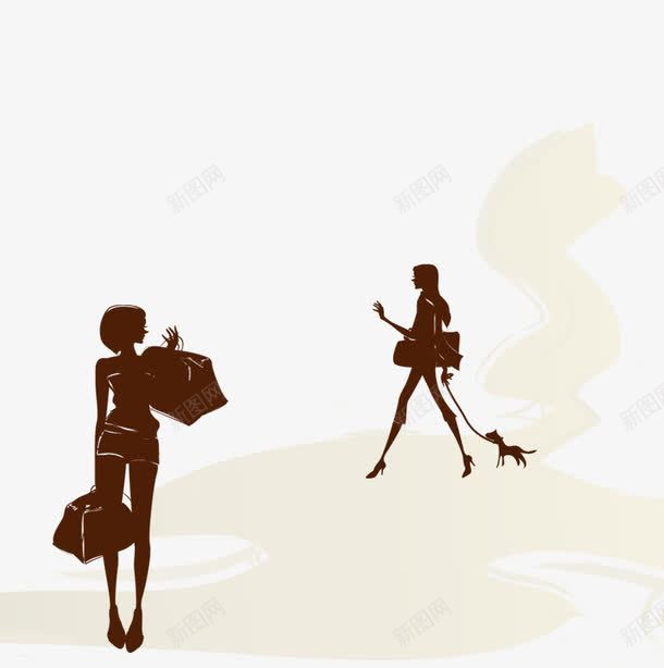 女人购物卡通画png免抠素材_新图网 https://ixintu.com 卡通 女人 时尚 购物 遛狗