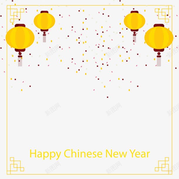 狗年金色的海报边框png免抠素材_新图网 https://ixintu.com 新年 春节 海报设计 灯笼 狗年 边框设计
