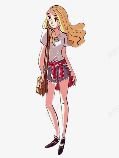 卡通女孩png免抠素材_新图网 https://ixintu.com 卡通女孩 卡通手绘 时尚女孩 时装 黄发女孩