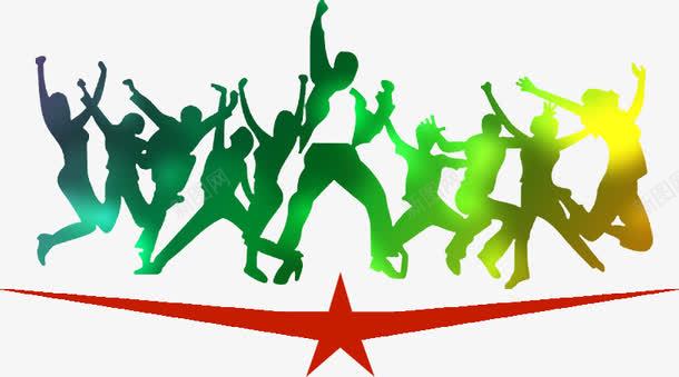 跳跃的人们png免抠素材_新图网 https://ixintu.com 卡通 手绘 欢呼 绿色 跳跃 集市