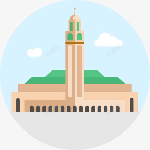 哈桑清真寺图标png_新图网 https://ixintu.com Casablanca 哈桑清真寺 摩洛哥 清真寺 纪念碑