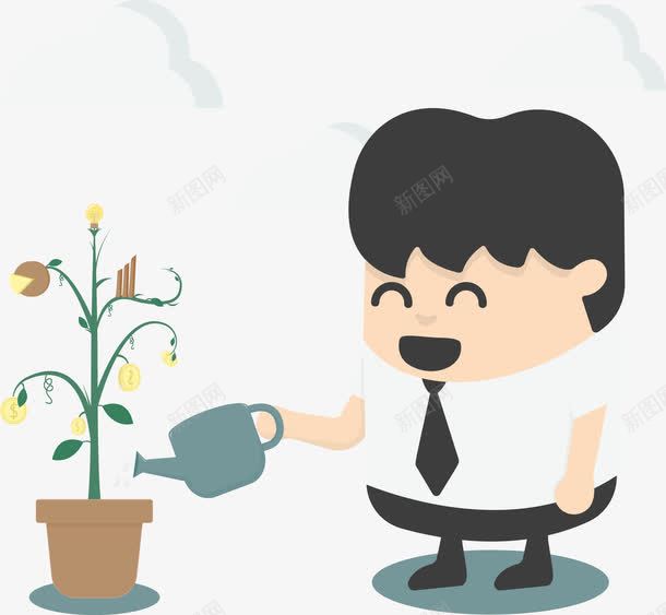 商务人士浇花矢量图ai免抠素材_新图网 https://ixintu.com 人士 花 矢量图