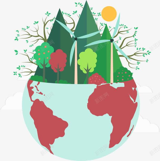 手绘环保地球png免抠素材_新图网 https://ixintu.com 地球 手绘 环保 生物