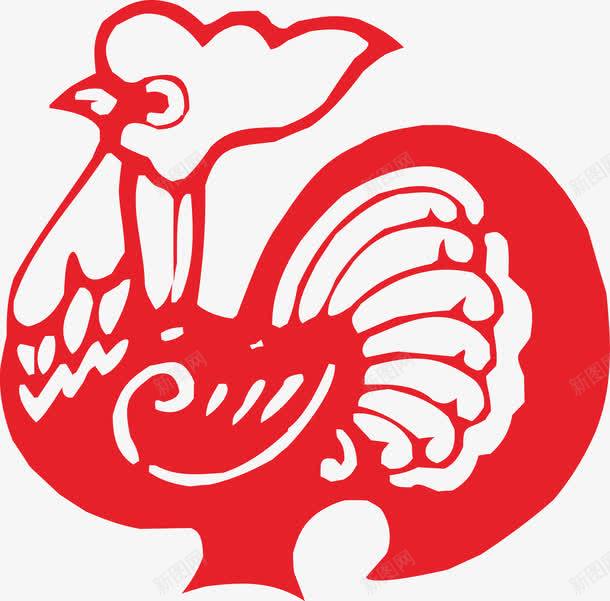 红色大公鸡剪纸图案装饰png免抠素材_新图网 https://ixintu.com 公鸡 剪纸 剪纸图案 图案装饰 红色 装饰图案