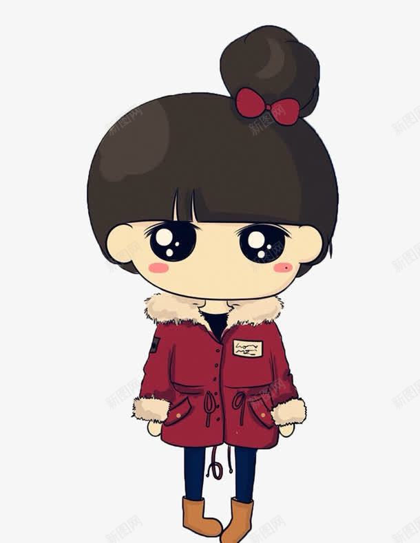 绑着可爱卷发辫的可爱小女孩png免抠素材_新图网 https://ixintu.com 卡通 可爱 小女孩
